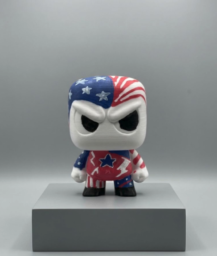 Hand-painted Mini Menace figure in stars-and-stripes colors