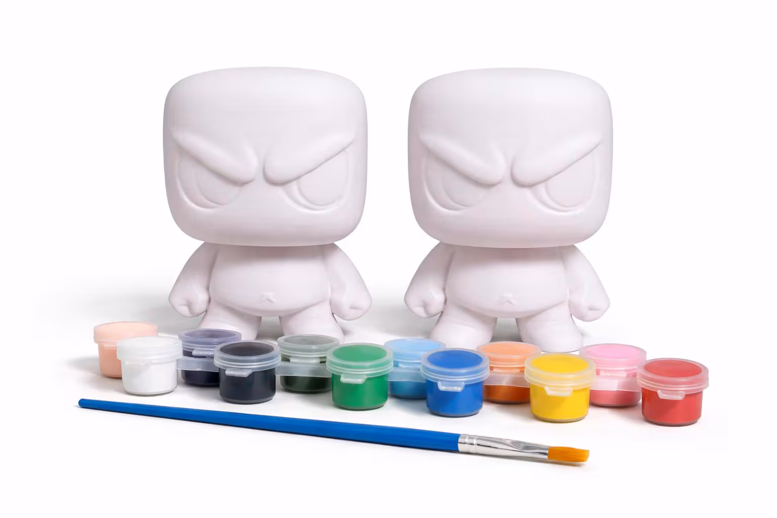 Mini Menace 2-Pack — Paint Your Own Blank Figure Kit with Paints & Brushes