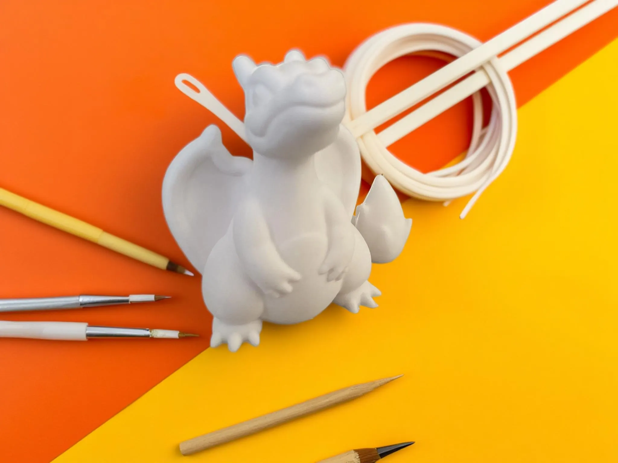 Paint Your Own Chibi Monster Kit — 4 Fantasy Figures with Paint Set & Brush