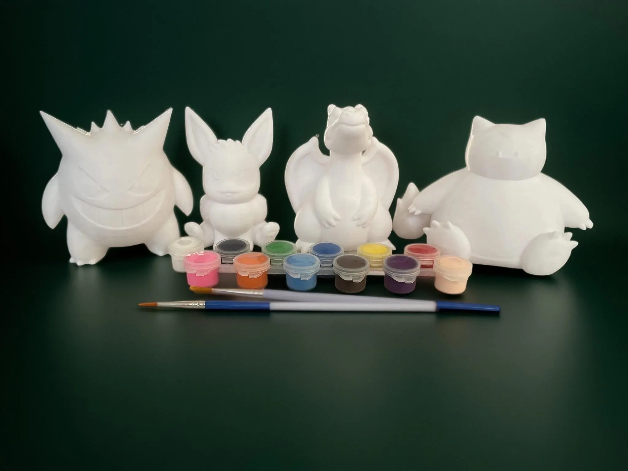 Paint Your Own Chibi Monster Kit — 4 Fantasy Figures with Paint Set & Brush